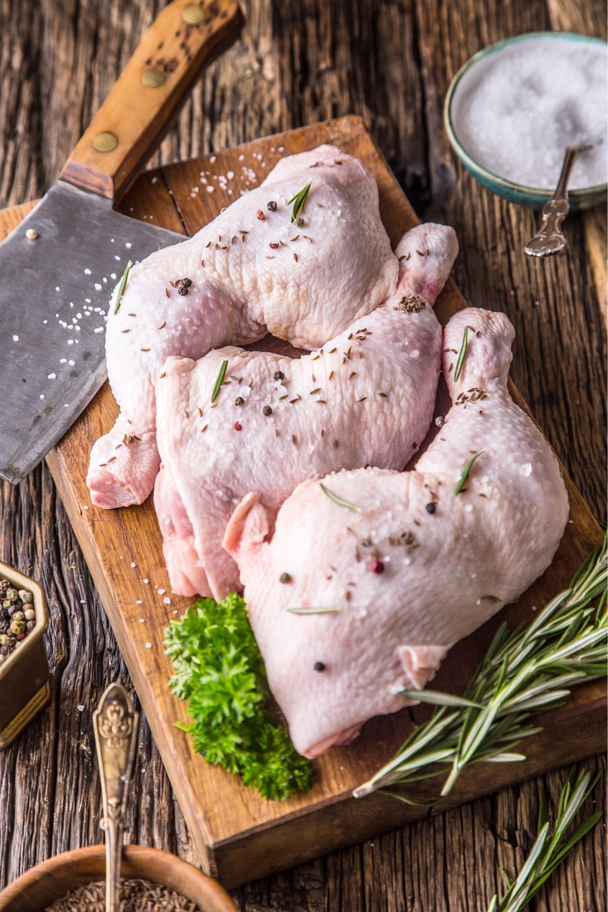 Cut chicken pieces from a Buckeye FarmZ young chicken