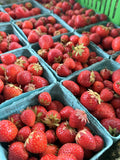 Quart baskets of ripe strawberries picked at Buckeye FarmZ
