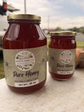 Buckeye FarmZ Pure Honey jars, 100 percent raw and unfiltered, in 48 ounce and 26 ounce sizes